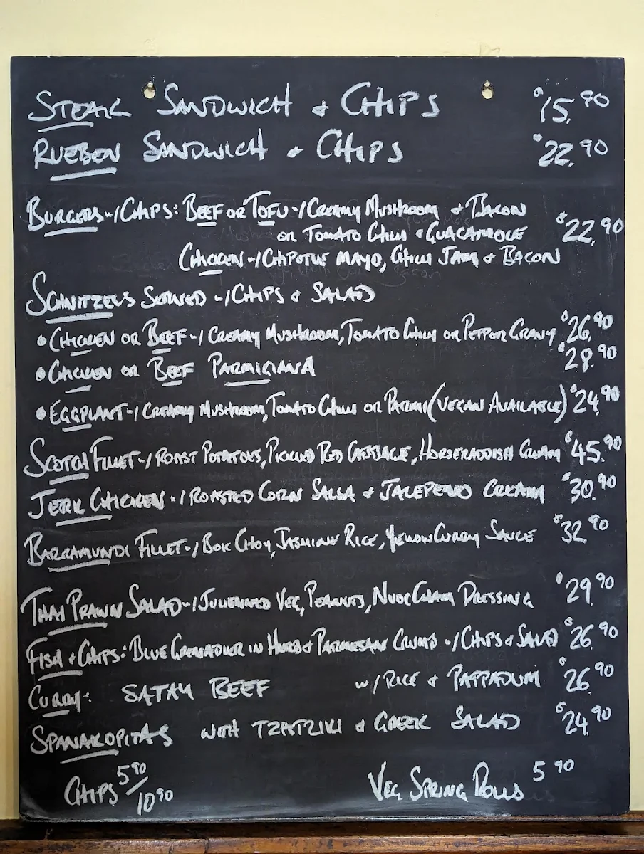 Menu, Exeter Hotel