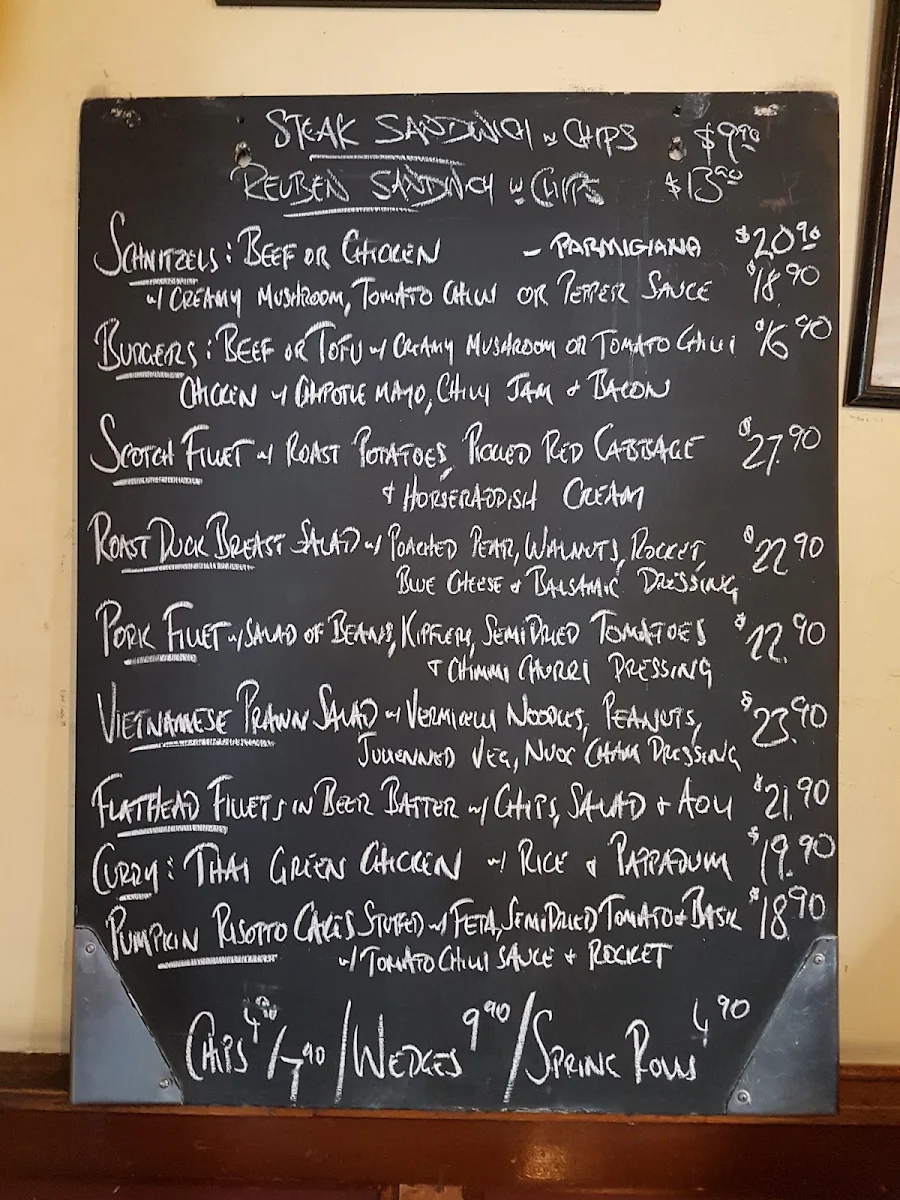 Menu, Exeter Hotel