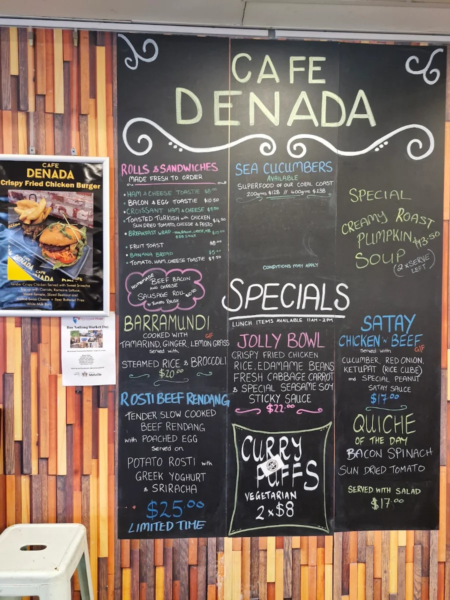 Menu, Cafe Denada