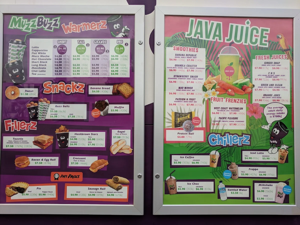 Menu, Muzz Buzz - Kalgoorlie
