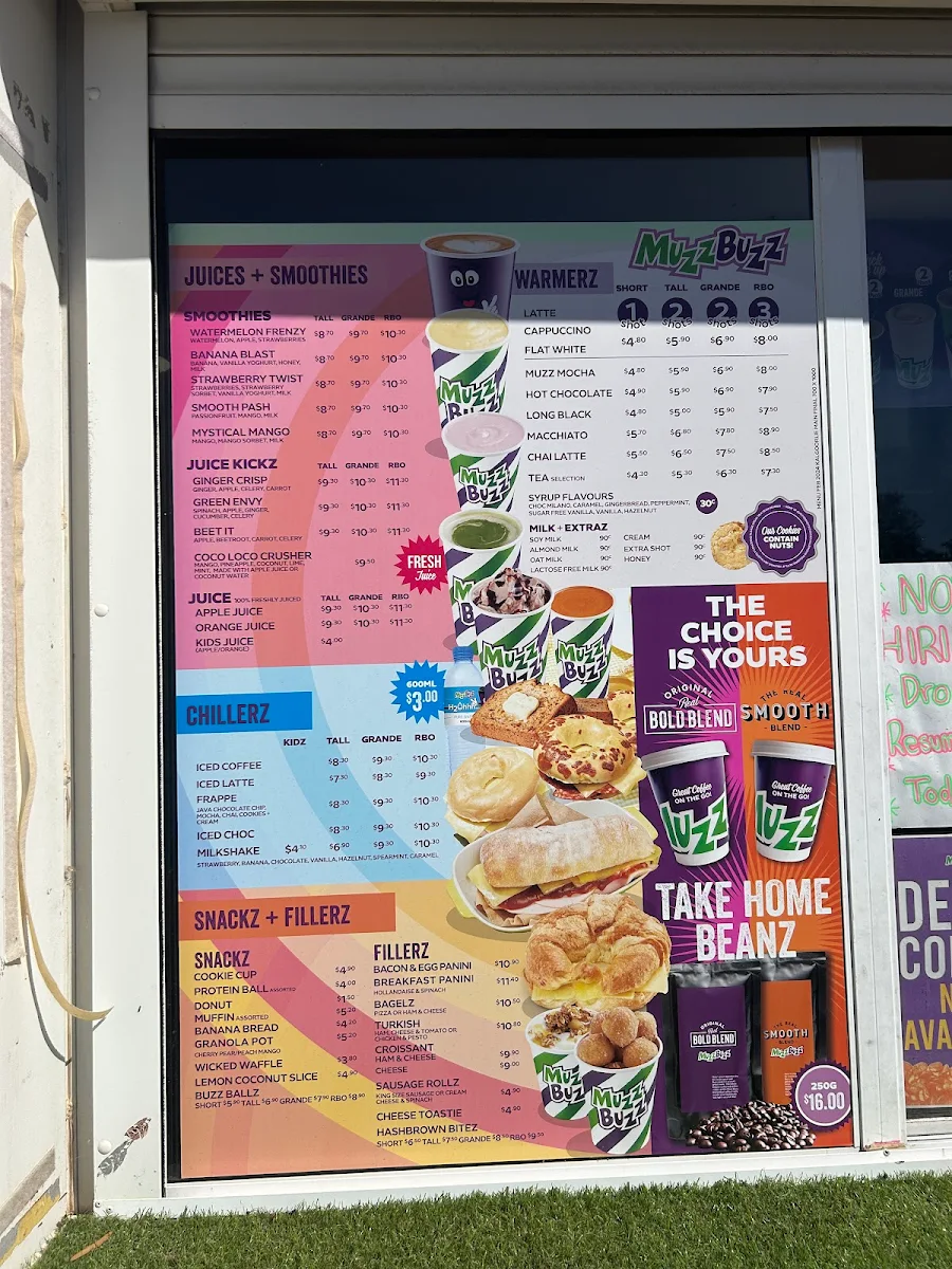 Menu, Muzz Buzz - Kalgoorlie
