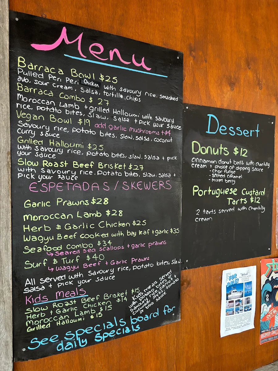 Menu, 1770 Barraca by the sea