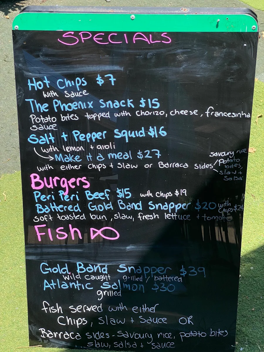 Menu, 1770 Barraca by the sea