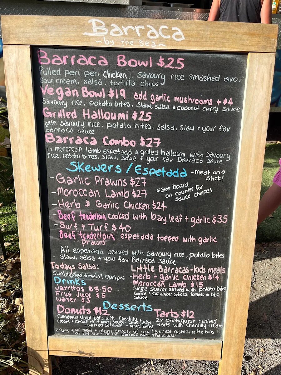 Menu, 1770 Barraca by the sea