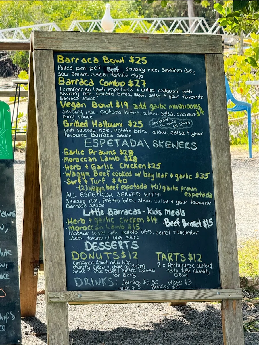 Menu, 1770 Barraca by the sea