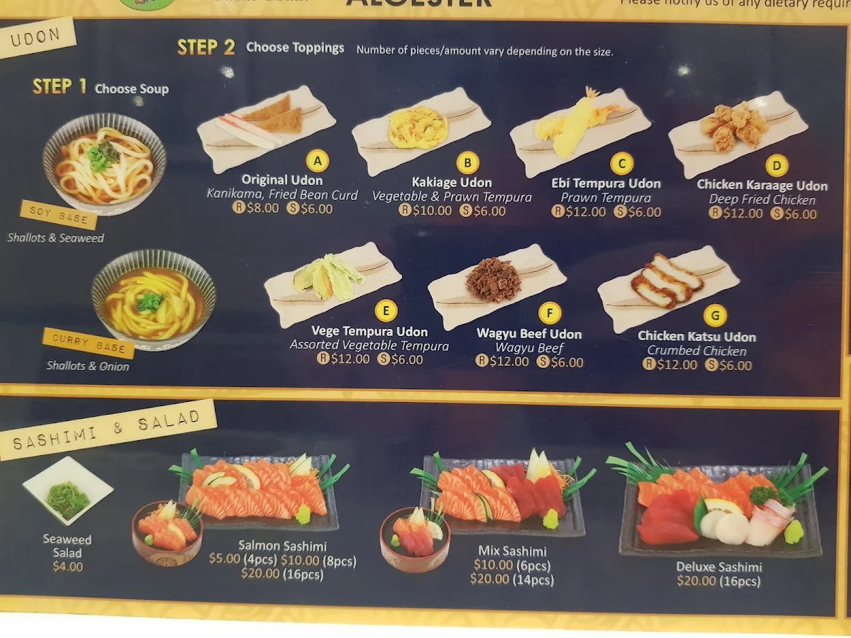 Menu, Sushi Train Algester