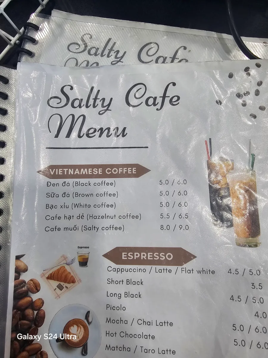Menu, SALTY CAFE