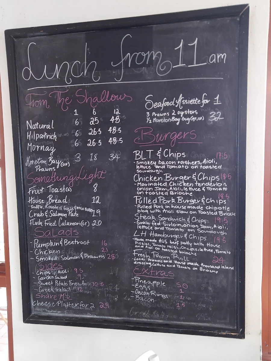 Menu, The Lighthouse Restaurant