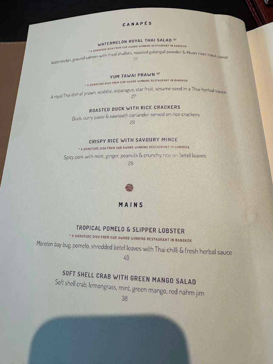 Menu, Paste Australia