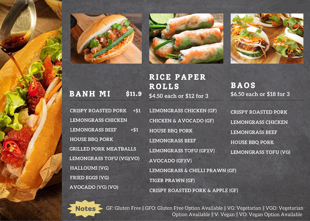 Menu, Little Saigon Eatery
