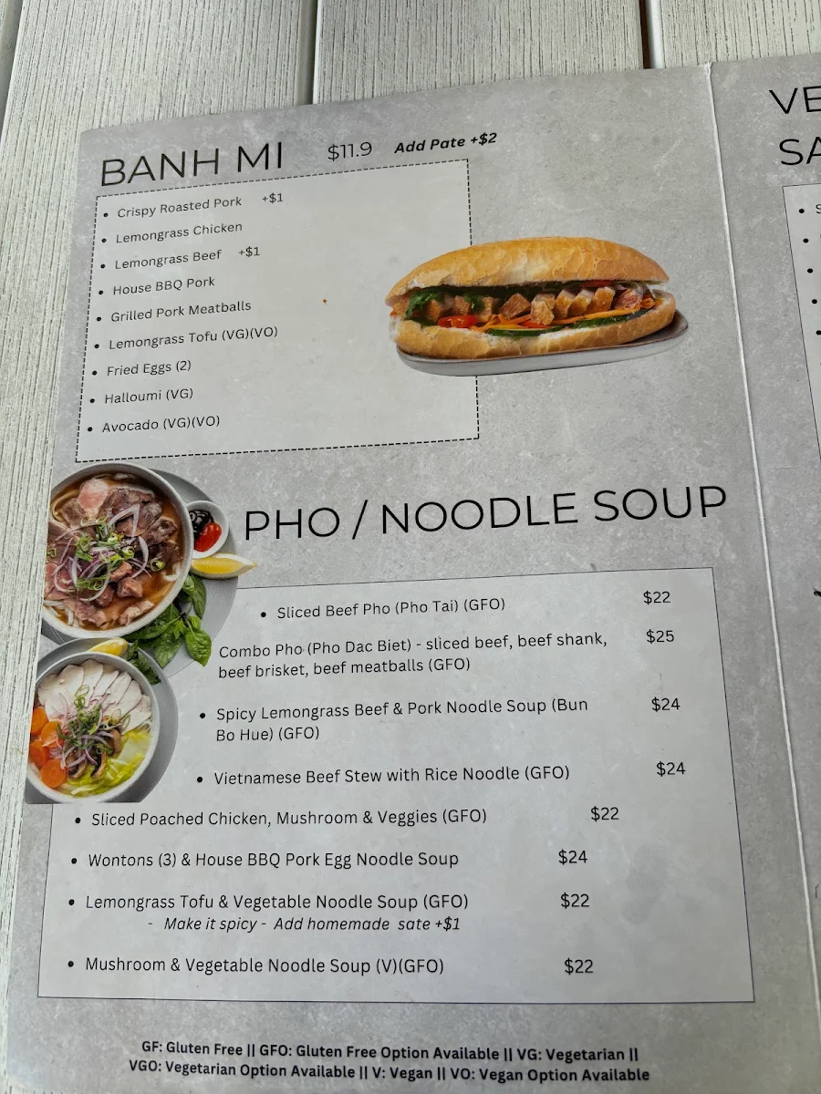 Menu, Little Saigon Eatery