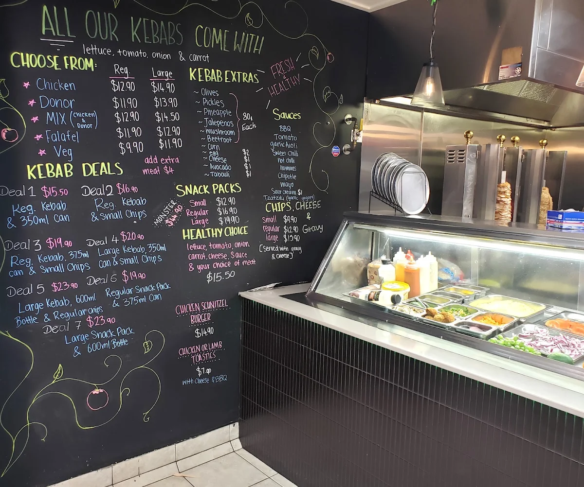 Menu, Kebab express Intersection Townsville