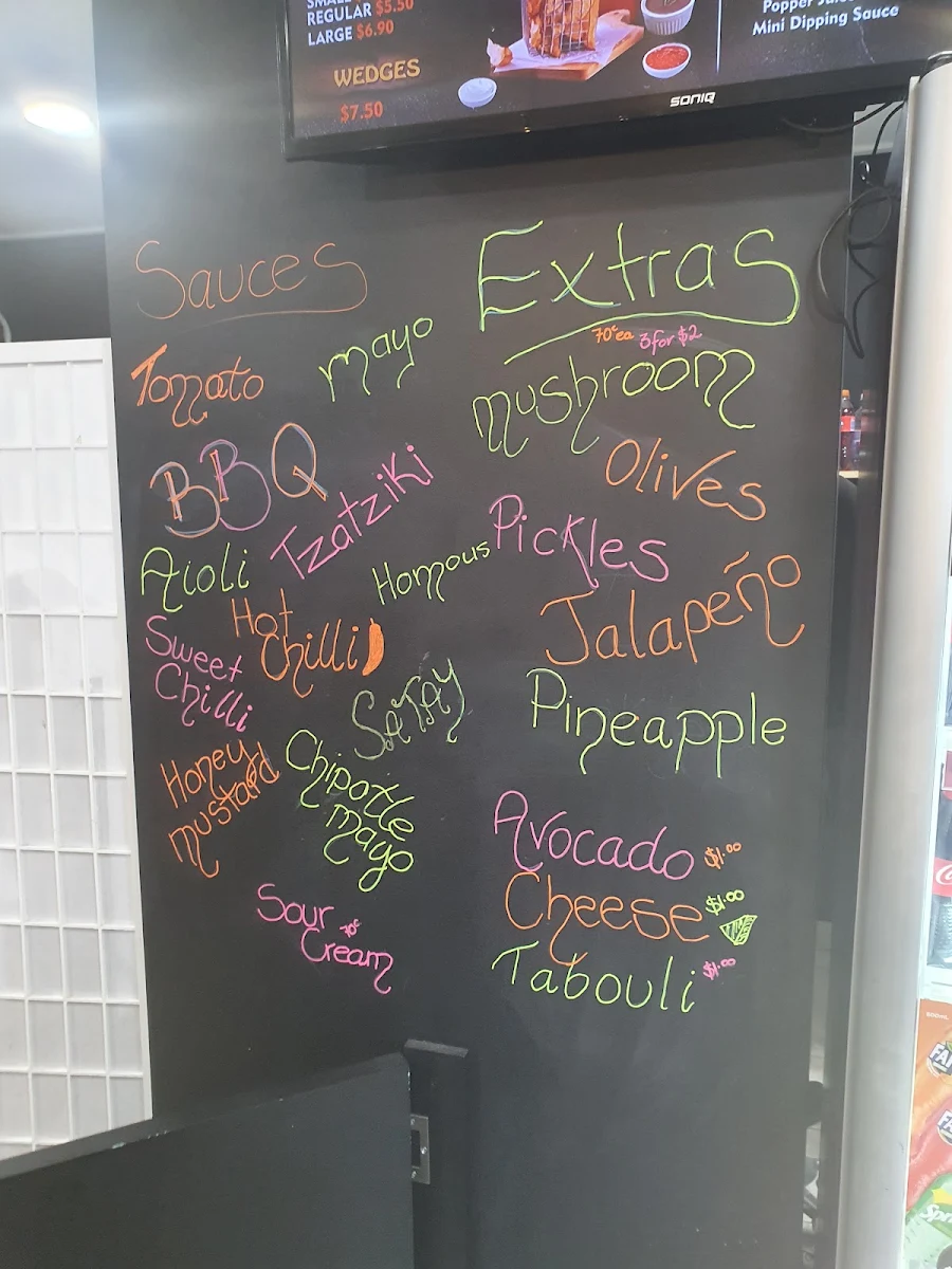 Menu, Kebab express Intersection Townsville