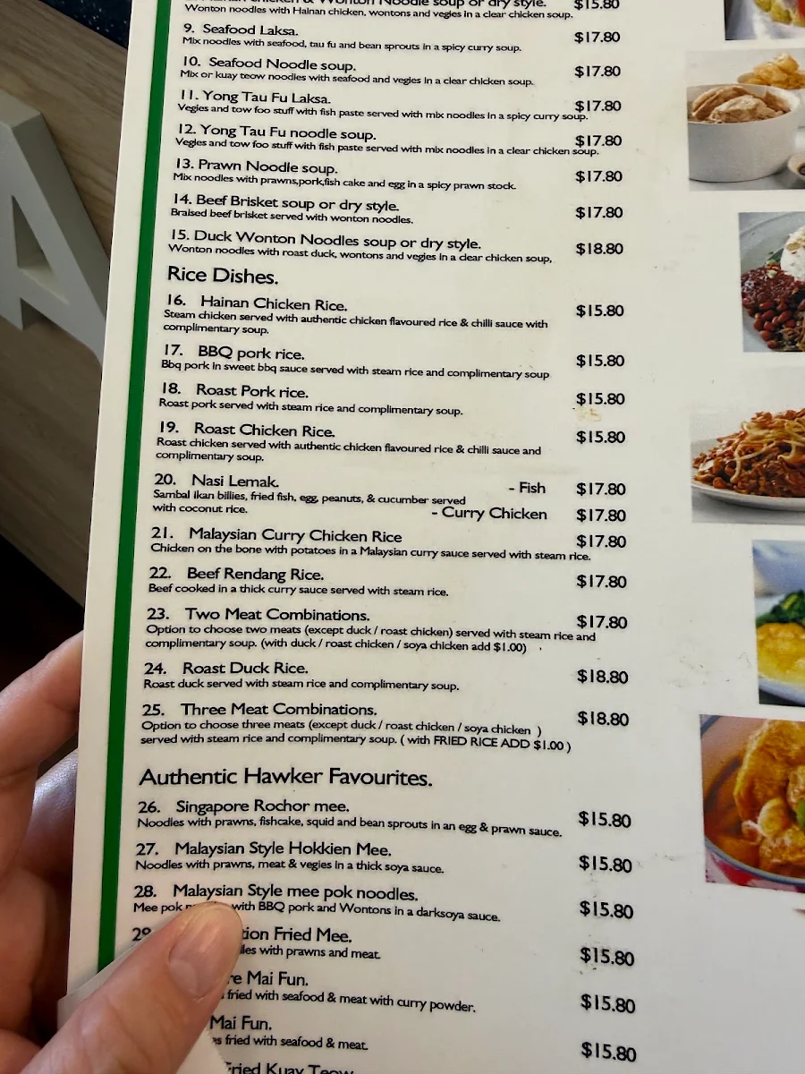 Menu, Bamboo Authentic Singaporean