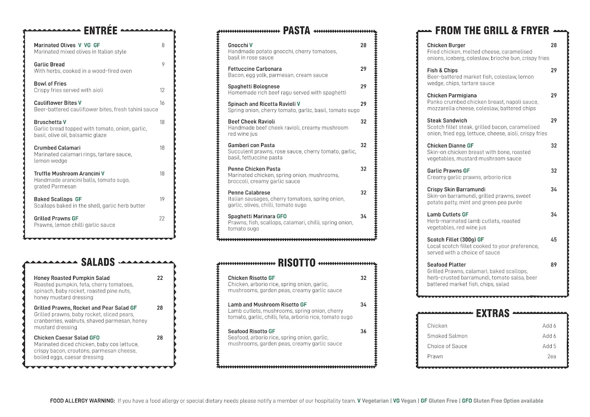 Menu, Two Brothers Wine & Dine