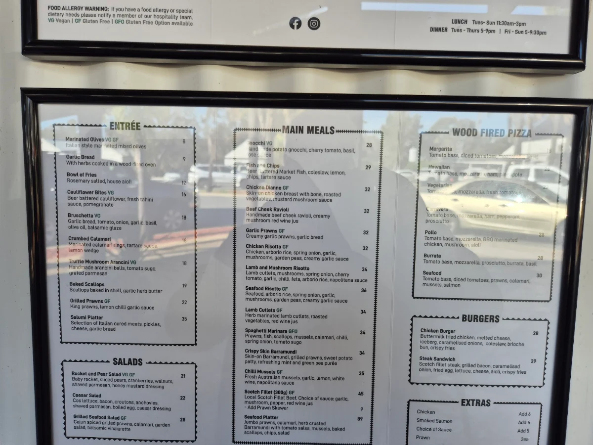 Menu, Two Brothers Wine & Dine