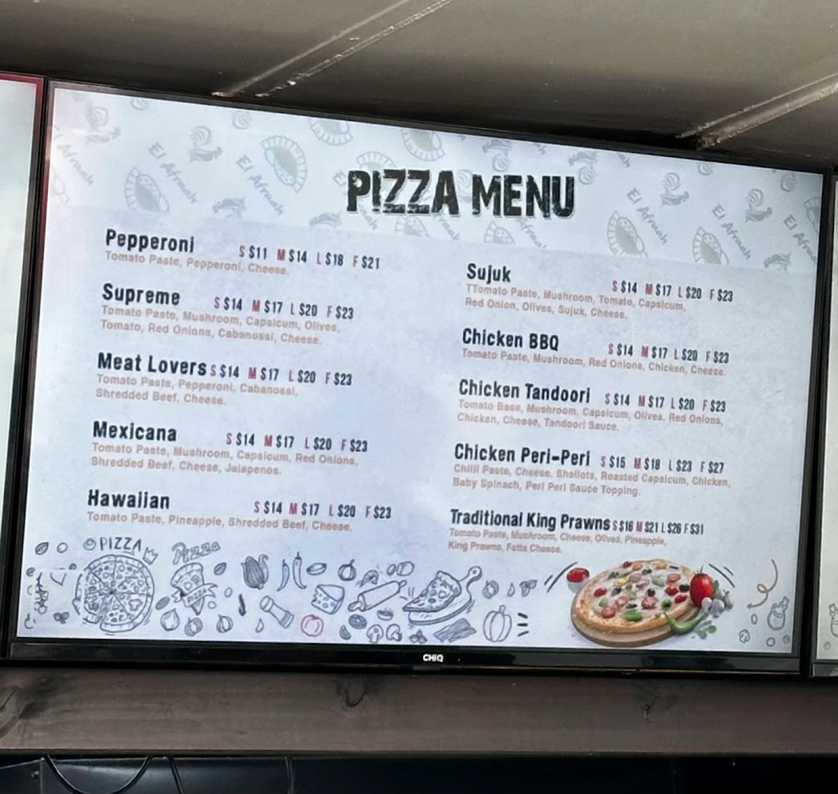 Menu, El Afraah Bakery Greenacre