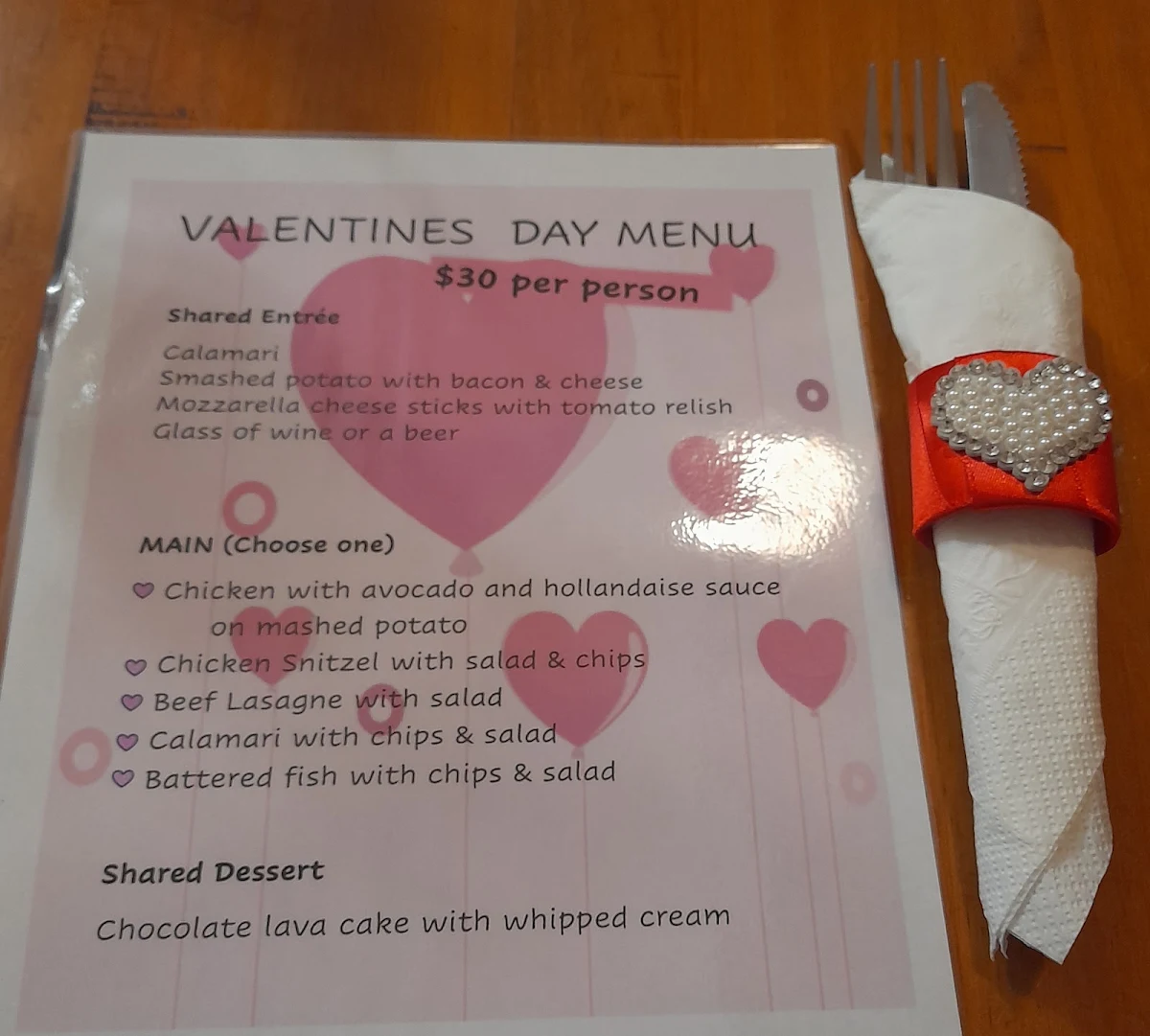 Menu, Oasis Hotel Yelarbon