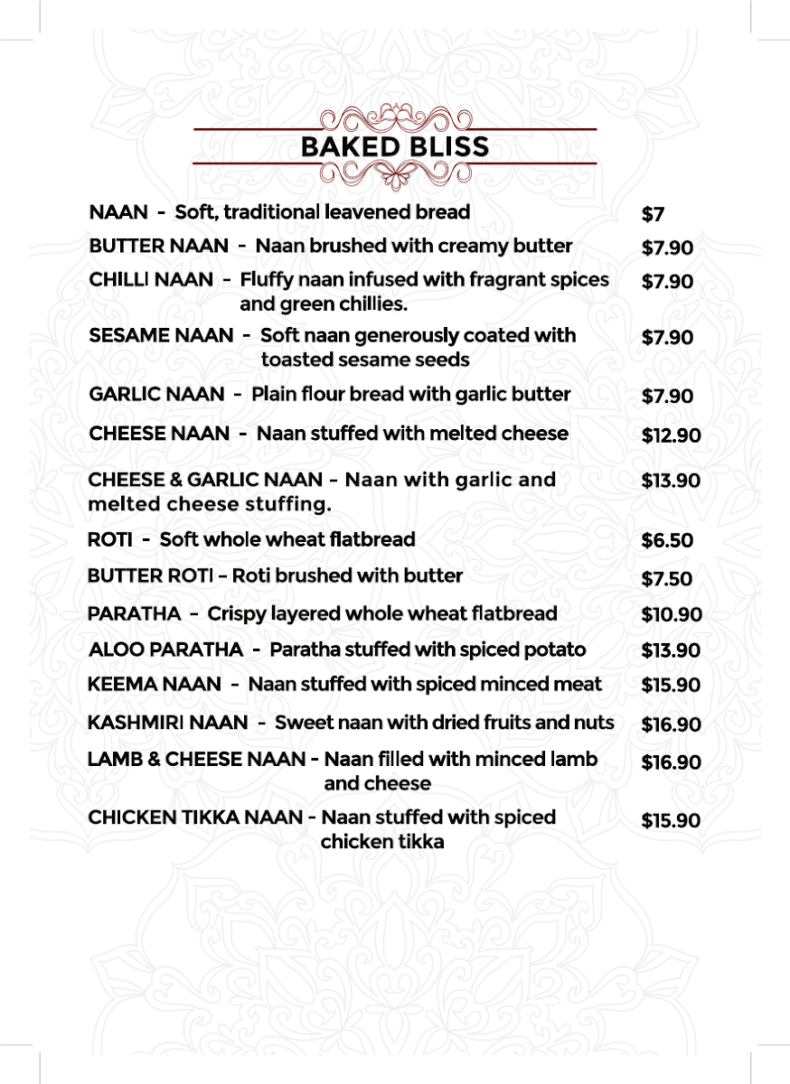 Menu, Amrapali Indian Restaurant