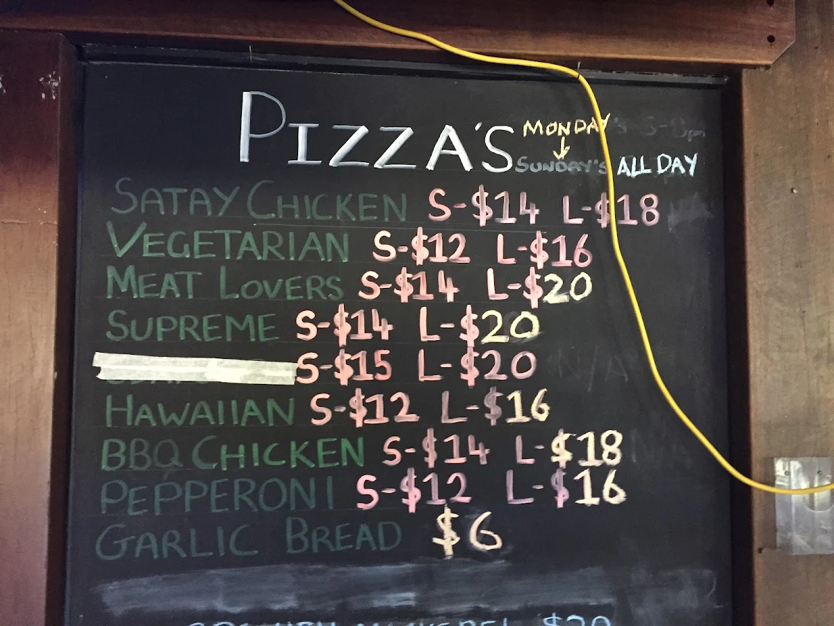 Menu, Tully Heads Tavern