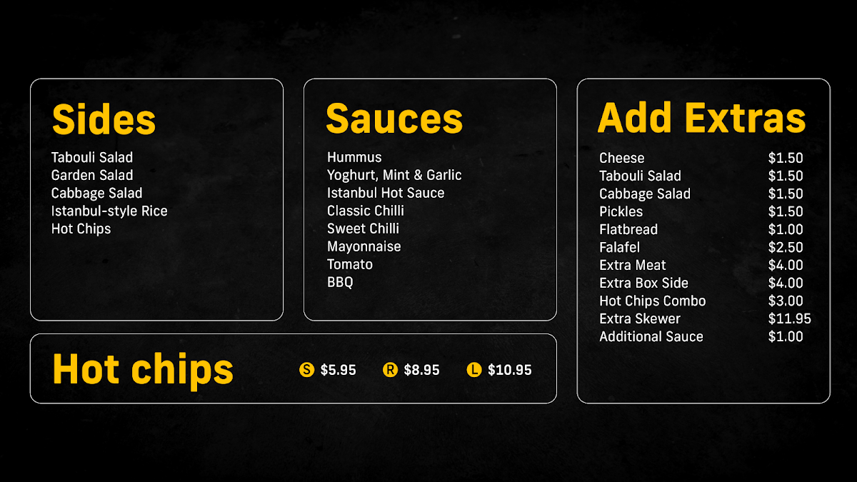 Menu, Eat Istanbul Barangaroo