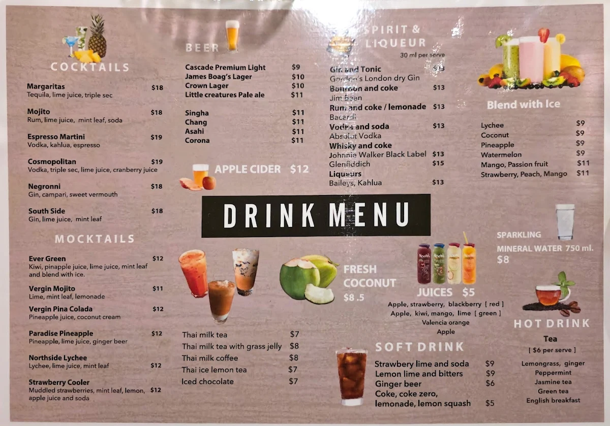 Menu, Mango Tree Thai Bentleigh