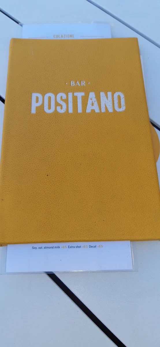 Menu, Pizza Bar Positano