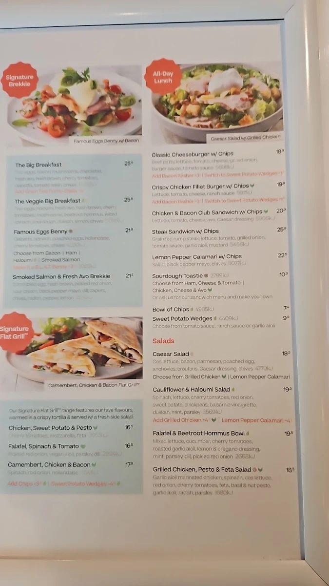 Menu, The Coffee Club Café - Burpengary