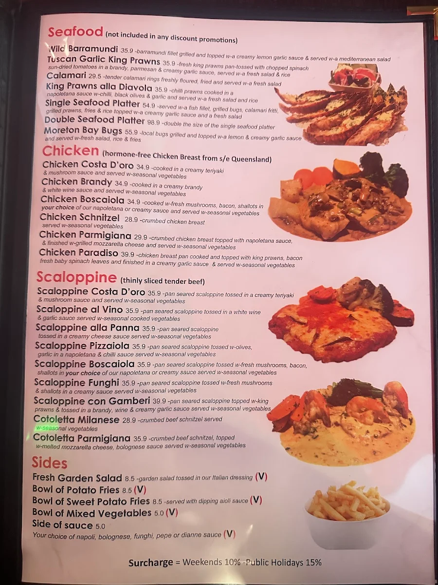 Menu, Costa D'oro Italian Restaurant & Pizzeria