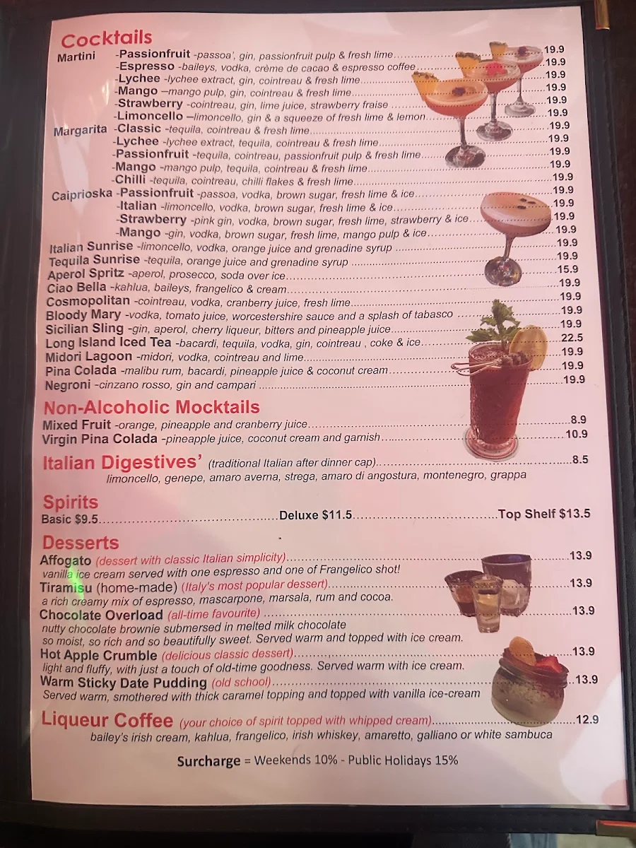 Menu, Costa D'oro Italian Restaurant & Pizzeria