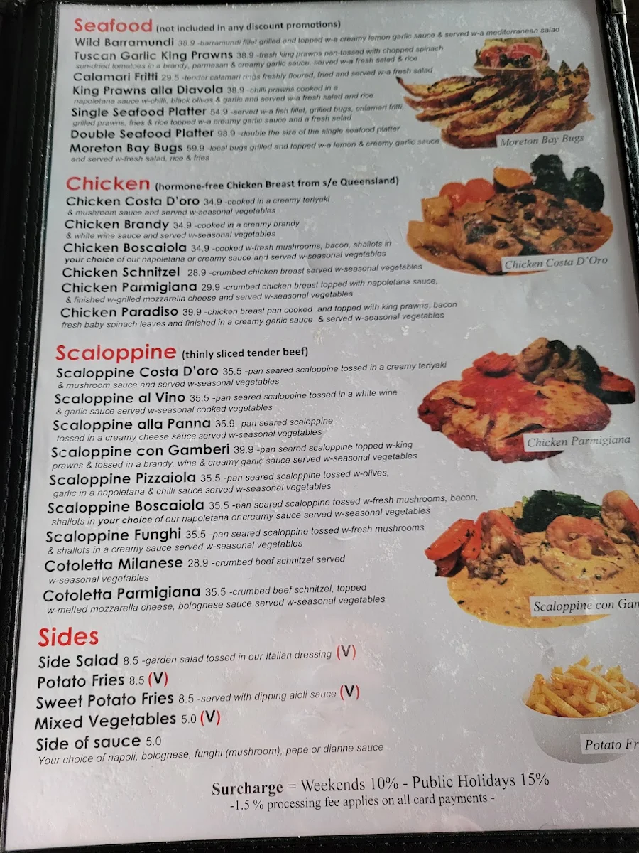 Menu, Costa D'oro Italian Restaurant & Pizzeria