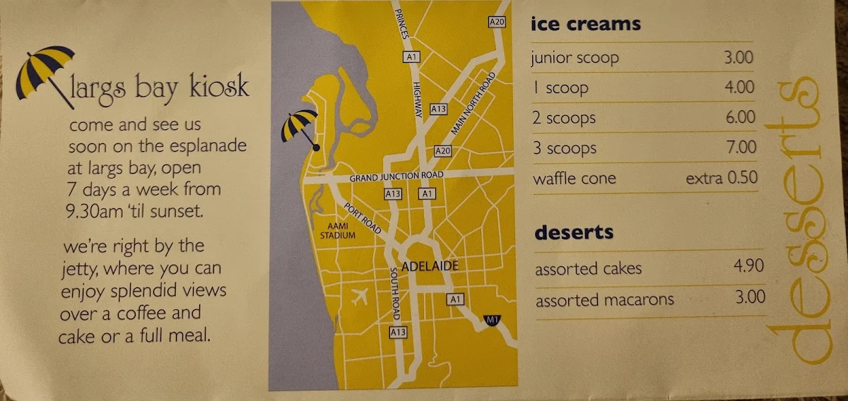 Menu, Largs Bay Kiosk