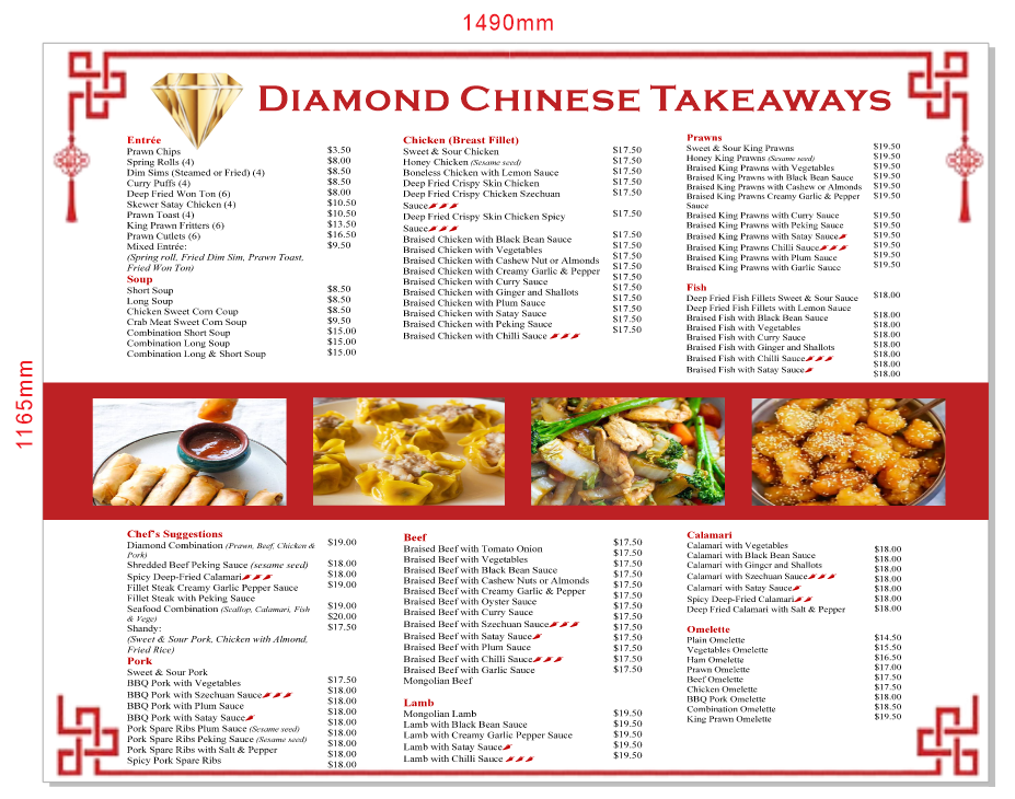 Menu, Diamond Chinese