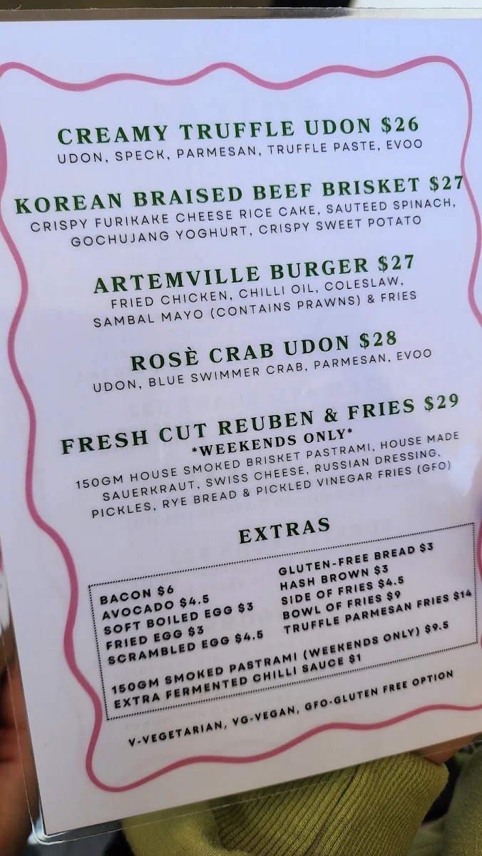 Menu, Artem Coffee