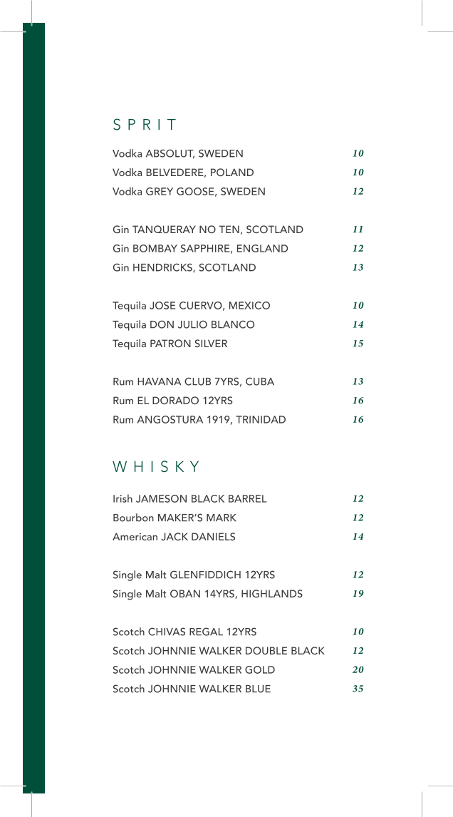 Menu, HIDDEN GROUNDS BRASSERIE