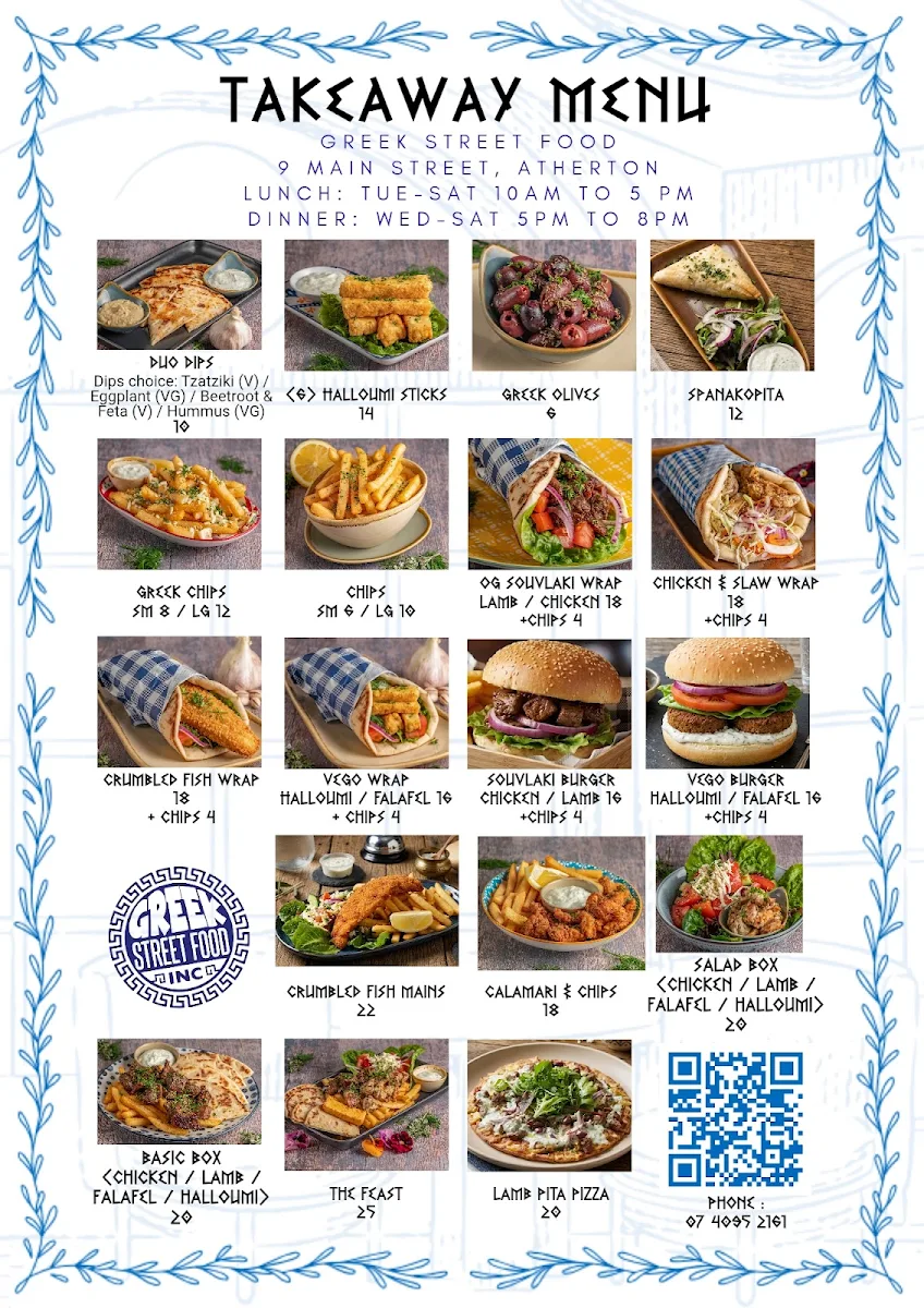 Menu, Greek Street Food Inc