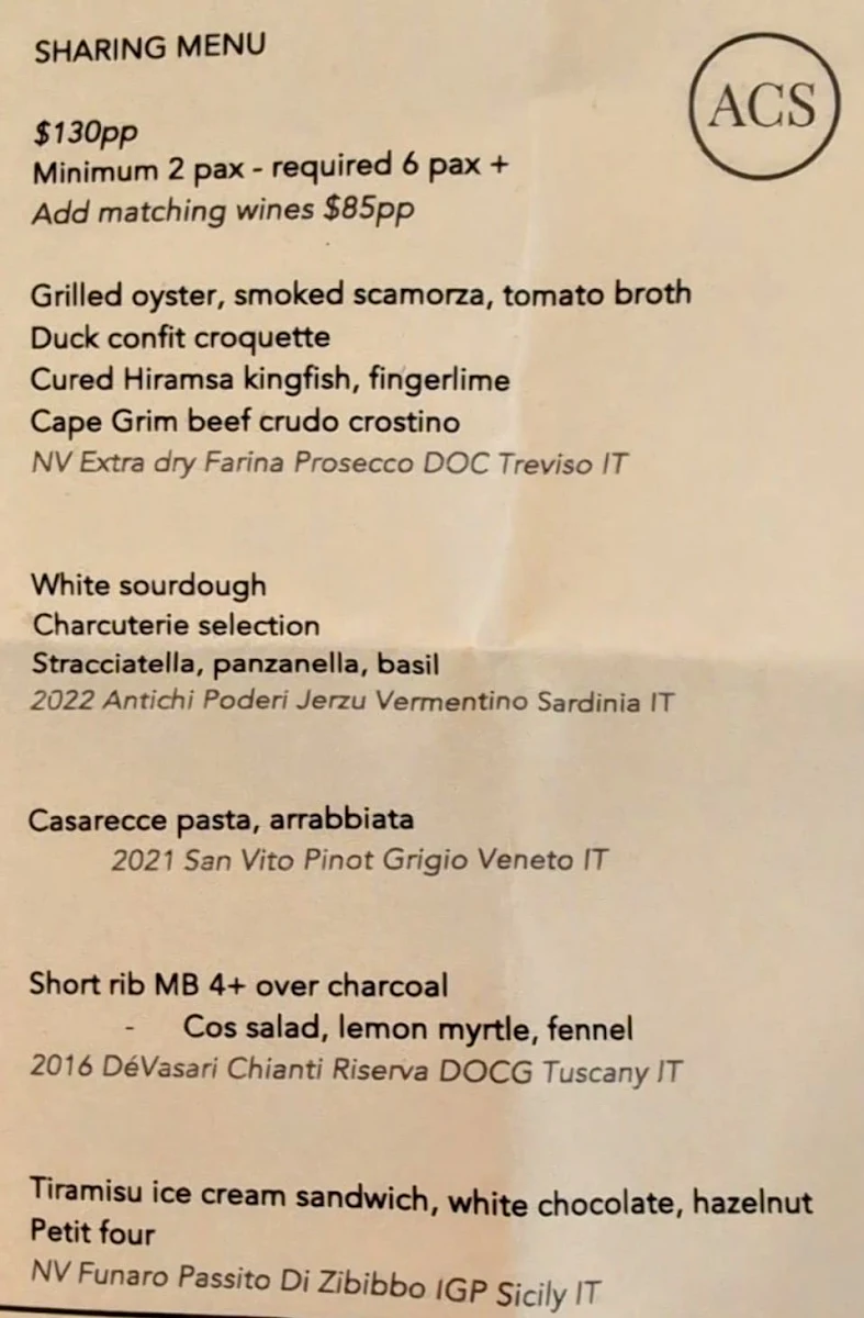 Menu, A Chef Secrets