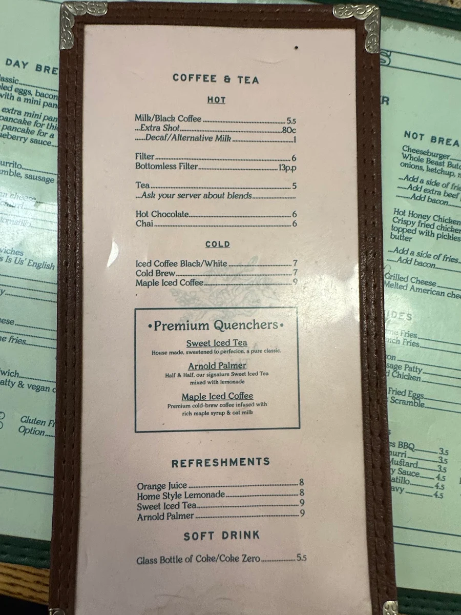Menu, Valentinas Sydney