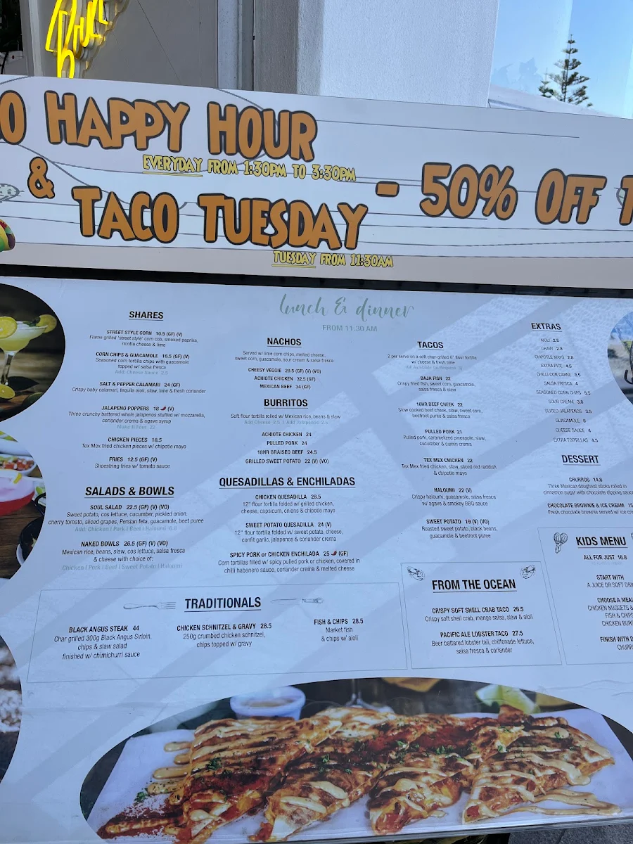 Menu, Alma Surfers Paradise