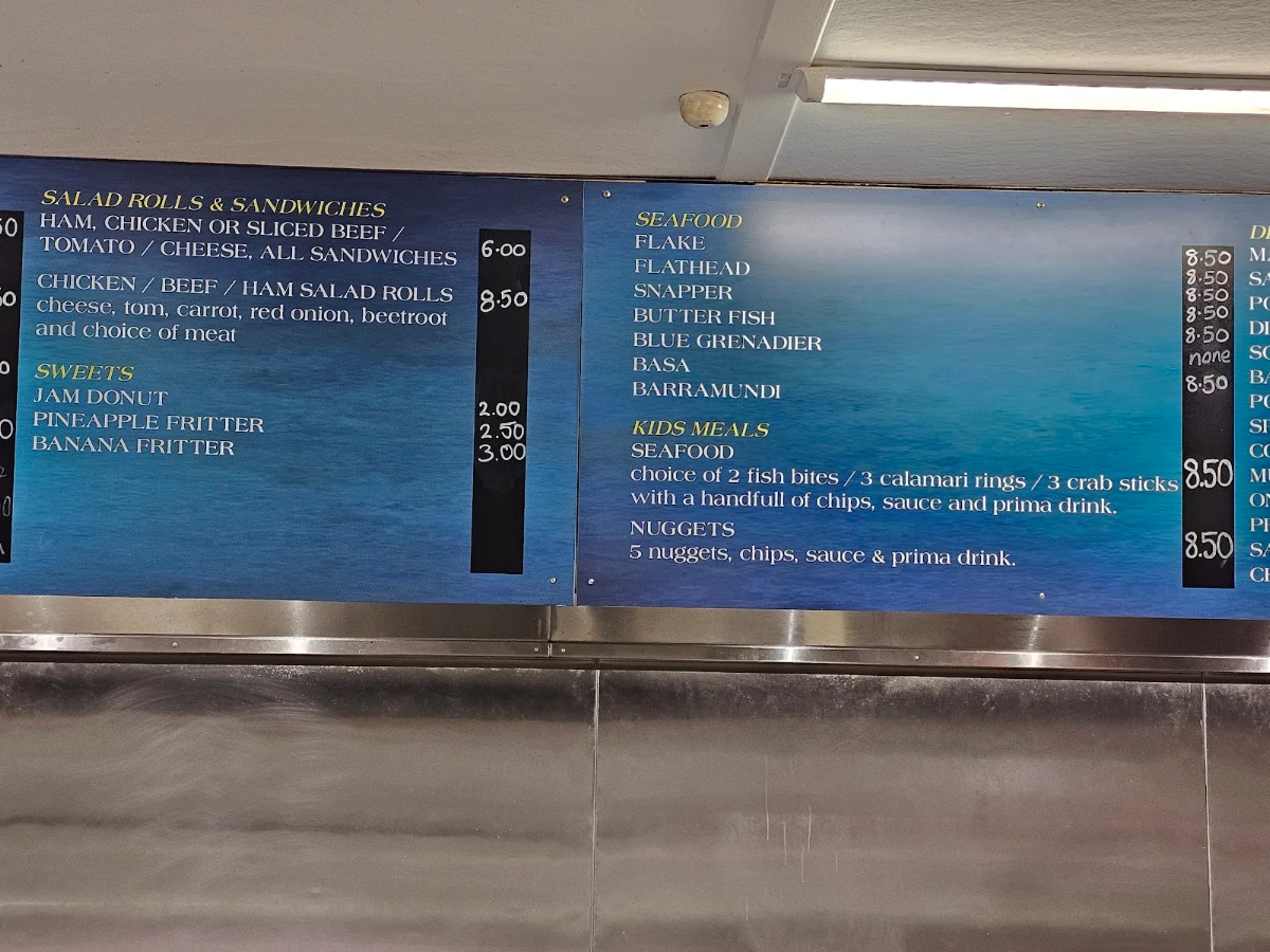 Menu, Trackside fish and chips / cafe