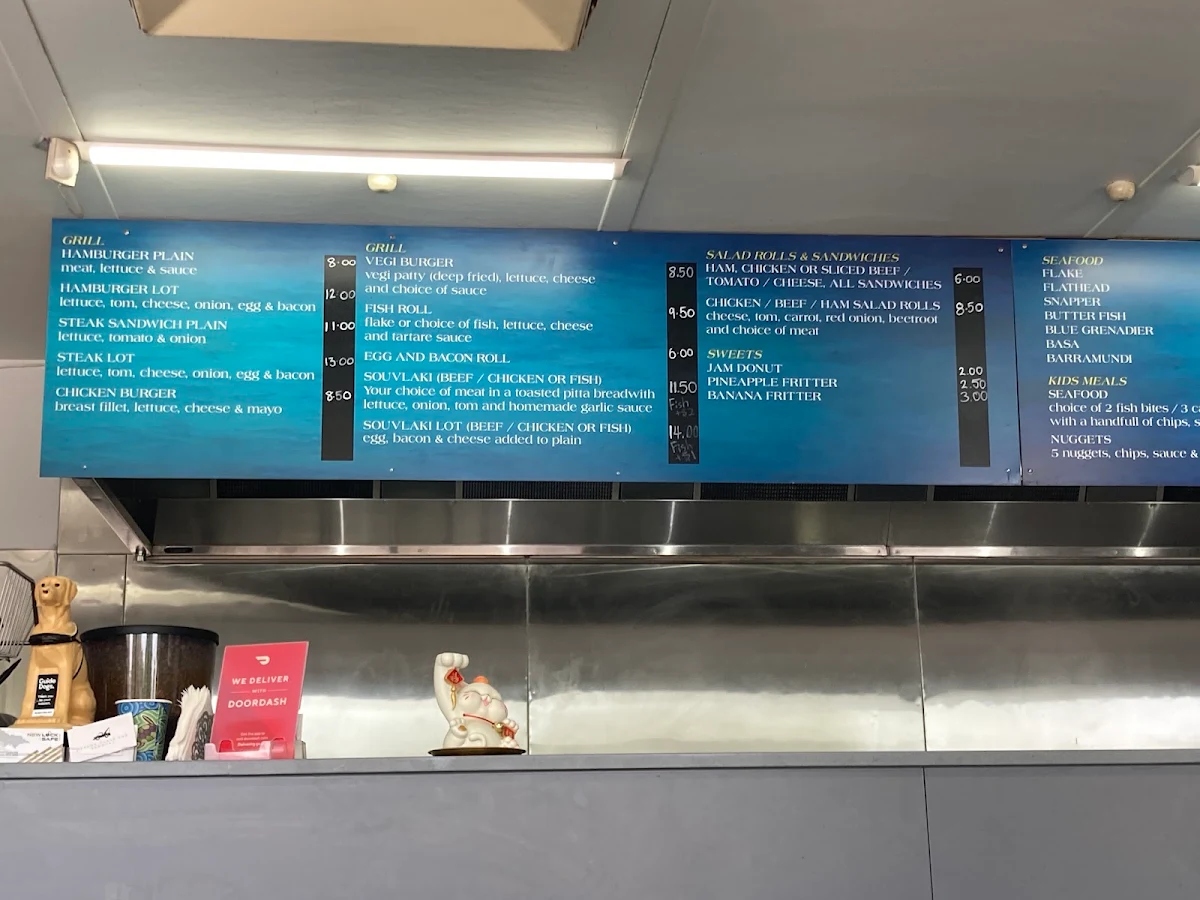 Menu, Trackside fish and chips / cafe