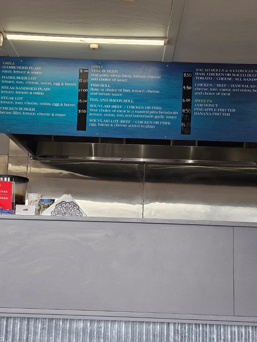 Menu, Trackside fish and chips / cafe