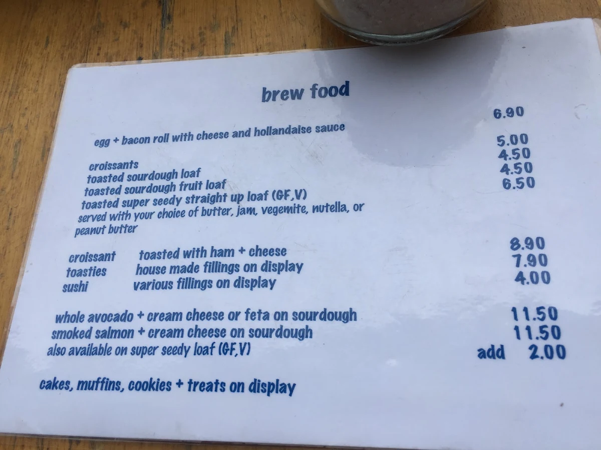 Menu, Brew