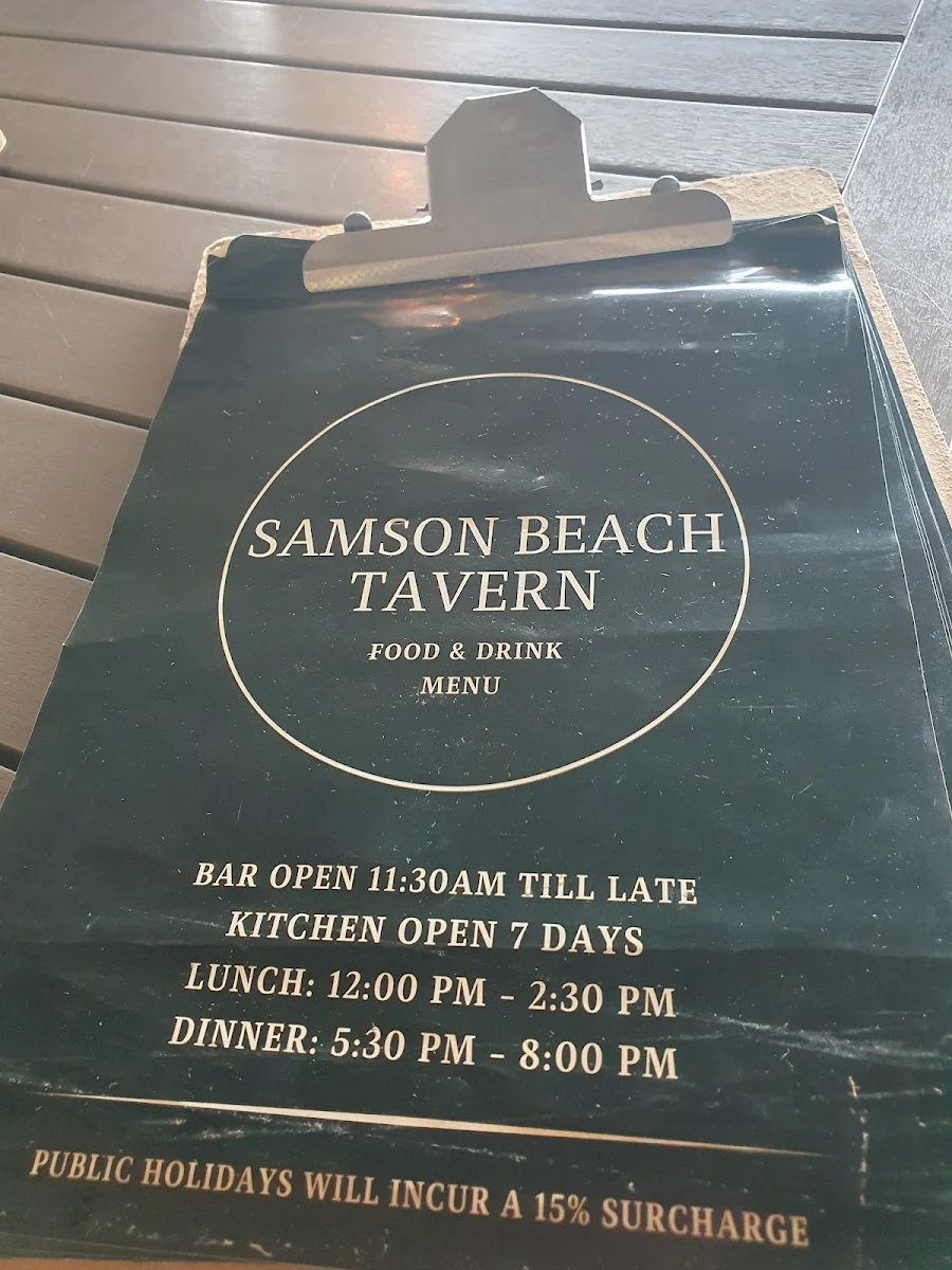 Menu, Samson Beach Tavern
