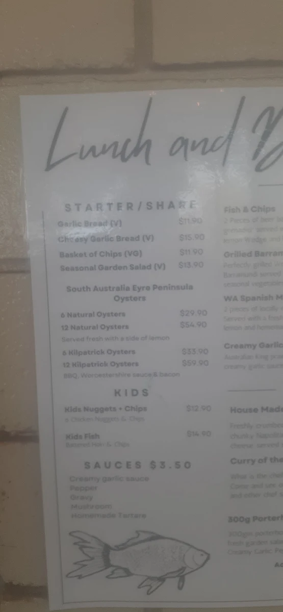 Menu, Samson Beach Tavern