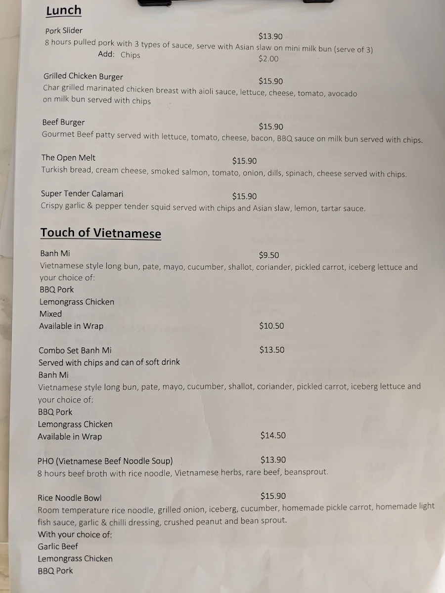 Menu, Cisne