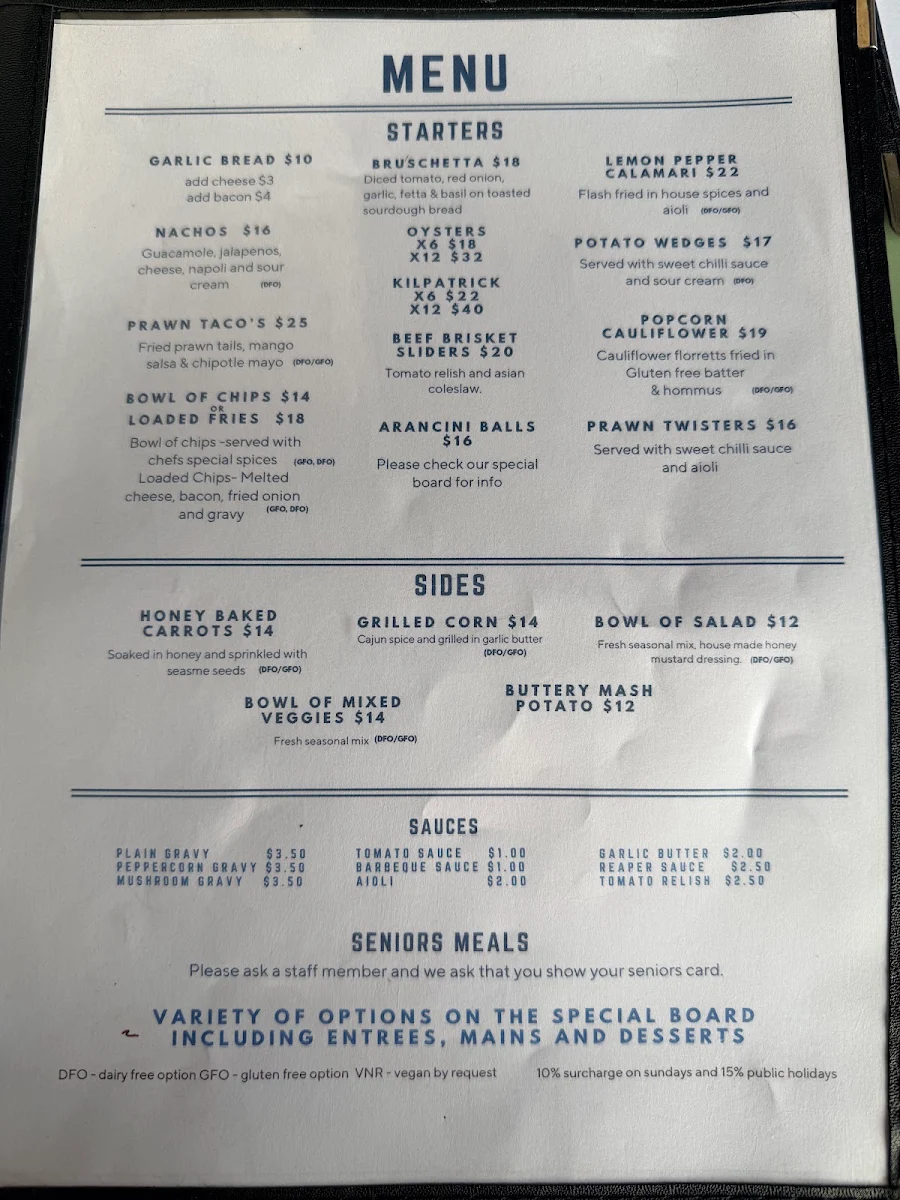 Menu, Grand Hotel Healesville - The Local