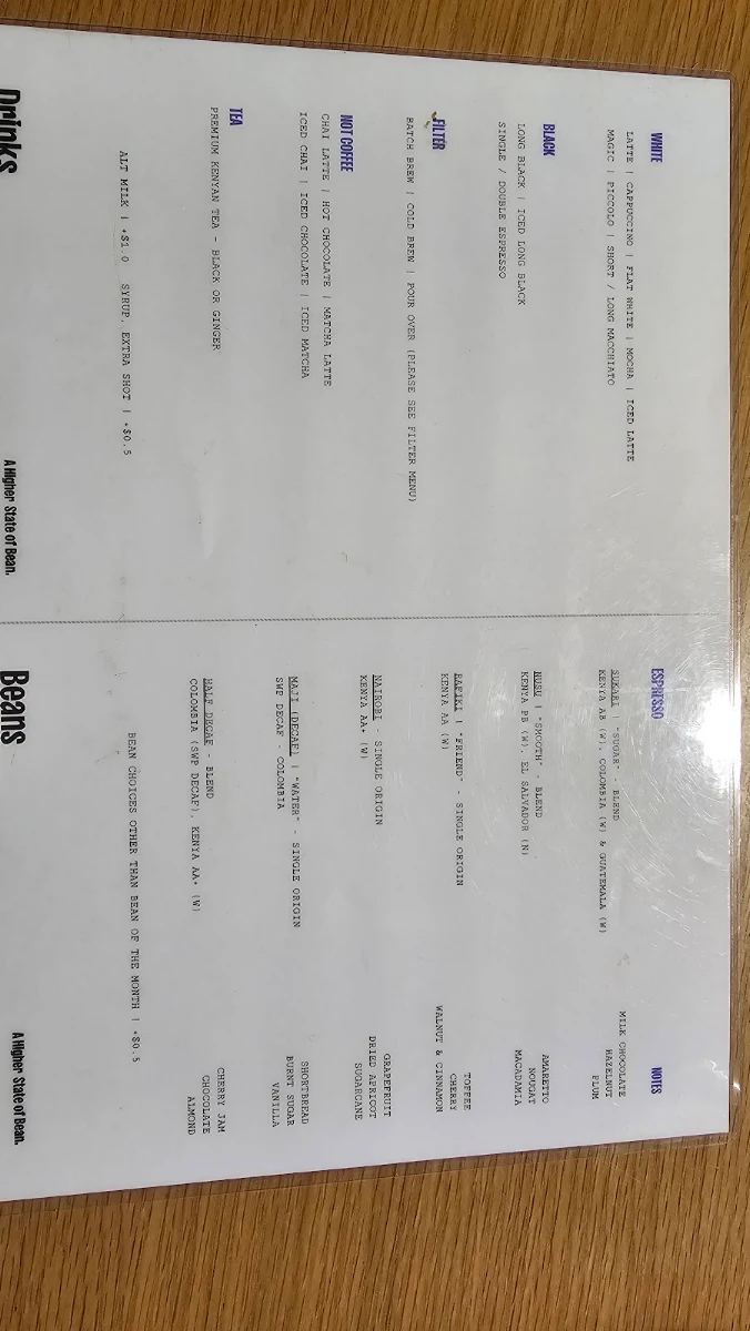 Menu, SAAZAA Coffee