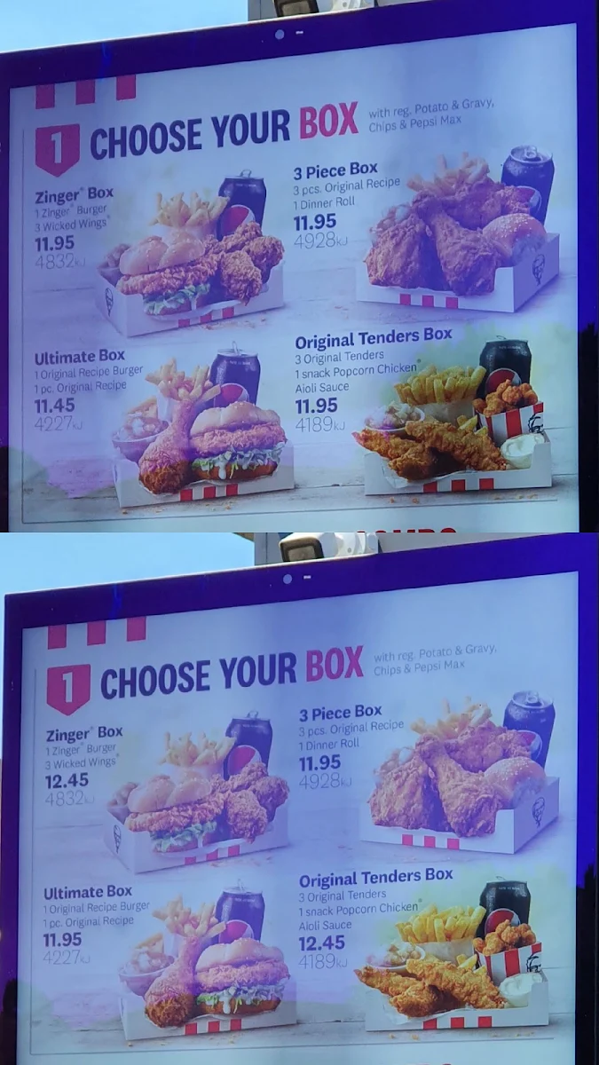 Menu, KFC Ermington