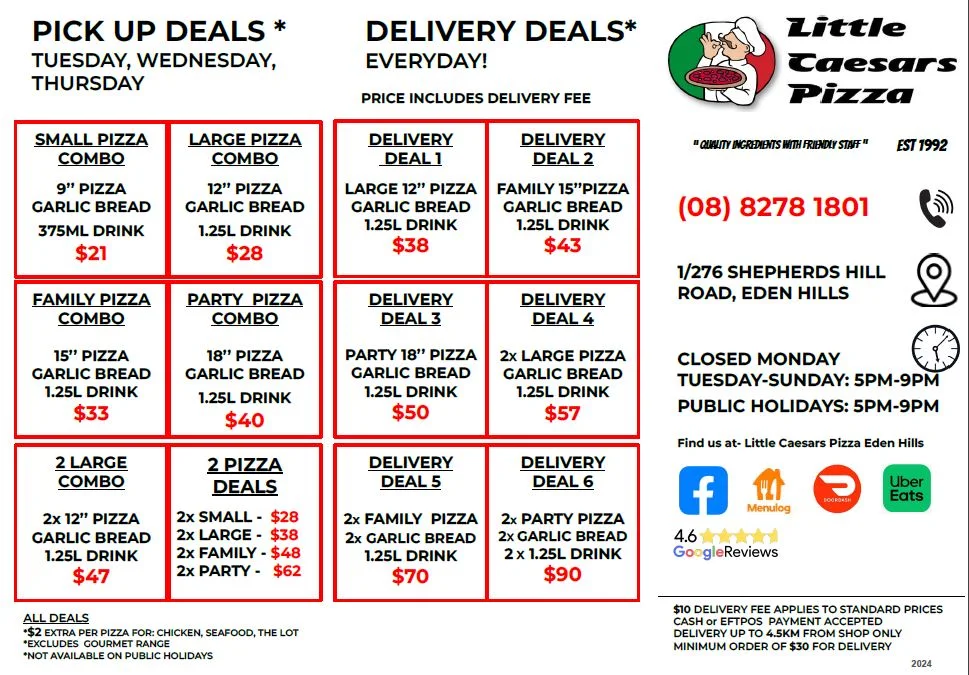 Menu, Little Caesars Pizza Eden Hills